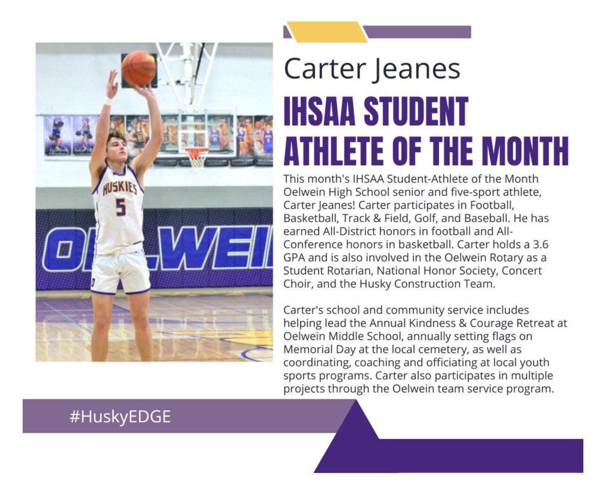 Congratulations to Carter! #HuskyEDGE <a href="/OHSBoysBball/">Oelwein Boys Bball</a> <a href="/IHSAA/">IHSAA</a>