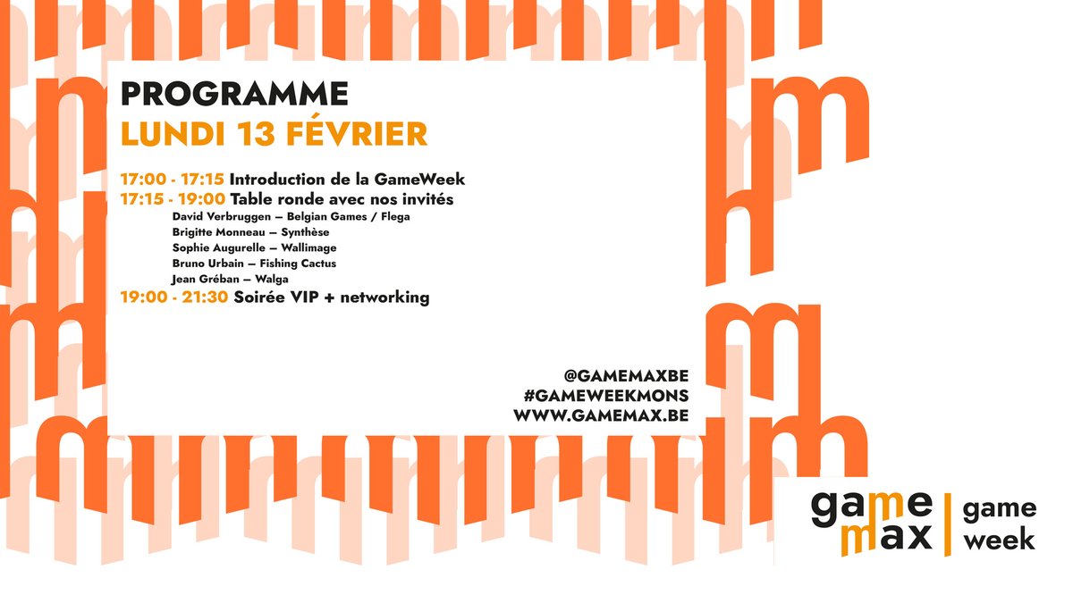 La #GameWeek, c’est déjà la semaine prochaine 😱

Vous voulez découvrir les métiers du jeu vidéo ? C’est par ici que ça se passe !

Au programme de notre première journée, les enjeux de « l’international» 🗺️

Inscrivez vous, c’est gratuit ➡️ gamemax.be/gameweek/#Insc…
