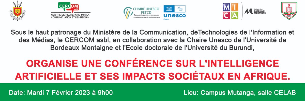 CERCOM4's tweet photo. Des avancées en matière d'intelligence artificielle deviennent de plus en plus complexes et il est important qu'on en discute. Soyez des nôtres ce 7 Février dans les enceintes de l'université du Burundi. https://t.co/jW778QPew4