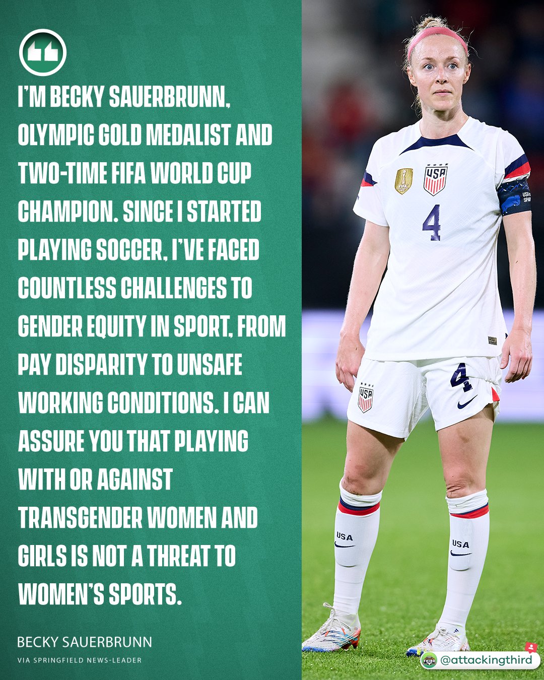 Becky Sauerbrunn Rips Proposed Bill Barring Transgender Athletes From  Competing in Female Sports