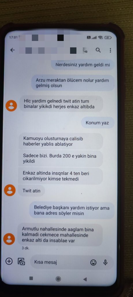 bercemmxzl's tweet photo. @haluklevent @BahtiyarYakup Hatay /ANTAKYA' da ARMUTLU MAHALLESİ, ÇEKMECE MAHALLESİNDE İNSANLAR DÜN GECEDEN BERİ YARDİM BEKLİYOR.HENÜZ KİMSE GİTMEMİŞ YOLLAR ÇÖKMÜŞ SIĞINMA YERLERİNE GİDEMİYORLAR.LÜTFEN YARDIM EDİNN!!!
#Hatay #antakya #Enkaz #ENKAZALTİNDAYİM #YARDIMEDİN 
@haluklevent @AFADBaskanlik https://t.co/MZvFLhYJ4m