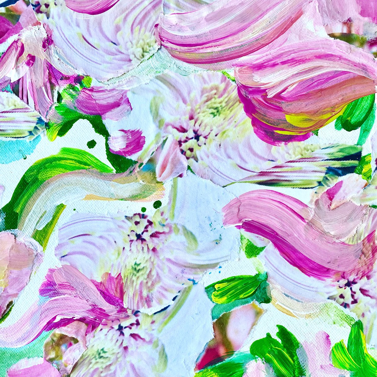 CorinneNatel's tweet photo. A new week! And working on some new floral collage pieces! 💗💚🌸🌟
#mondaymotivation #wip #floral #collageart #femaleartist #floralart #floralcollage #abstractfloral https://t.co/REXIhiK59y
