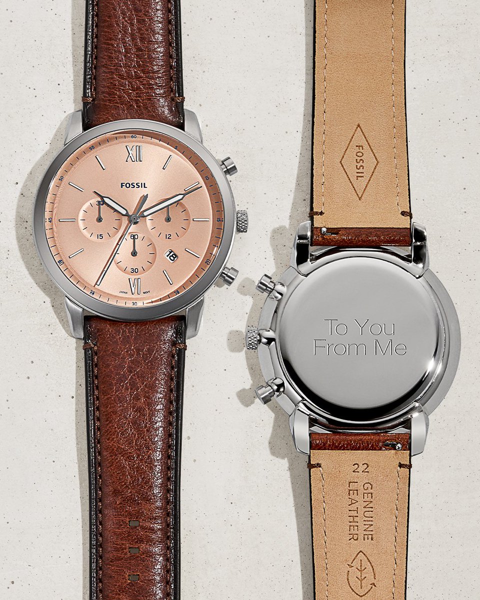 Fossil's tweet photo. Timeโs ticking! Swing by a Fossil store for a last minute gift and make it theirs with free embossing or engraving. #CurrentCrush
https://t.co/c6Ktt4DeBq https://t.co/mealJSAiAI