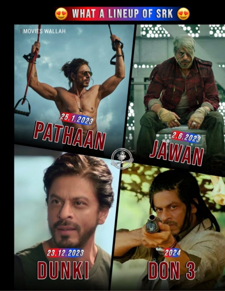 What a Lineup of #SRK 🔥

#Pathaan - 25 Jan 2023 
#JAWAN - 2 June 2023
#Dunki -22 December 2023
#Don3 -2024

#ShahRukhKhan  #shahrukhkhanfans #shahrukhkhanlovers #shahrukhkhanfanclub #MoviesWallah 

👉 Follow: @filmyfunda_