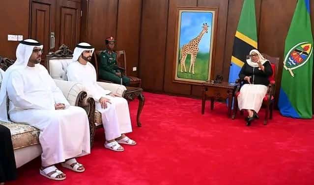 brown_nba's tweet photo. Rais wa Jamhuri ya Muungano wa Tanzania Mhe. @SuluhuSamia akiwa kwenye mazungumzo na Mwanafamilia wa Utawala wa Dubai kutoka Umoja wa Falme za Kiarabu (UAE) aliyeambatana na Ujumbe wake Ikulu Mkoani Dodoma tarehe 06 Februari, 2023.

#KaziIendelee https://t.co/ae8RRnJUkB