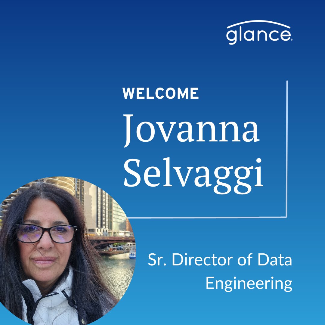 glancenetworks's tweet image. Please join us in welcoming Jovanna S., Sr. Director of Data Engineering. We&apos;re excited to have you on the Glance team, Jovanna! #GlanceNetworks #LifeAtGlance #BostonTech