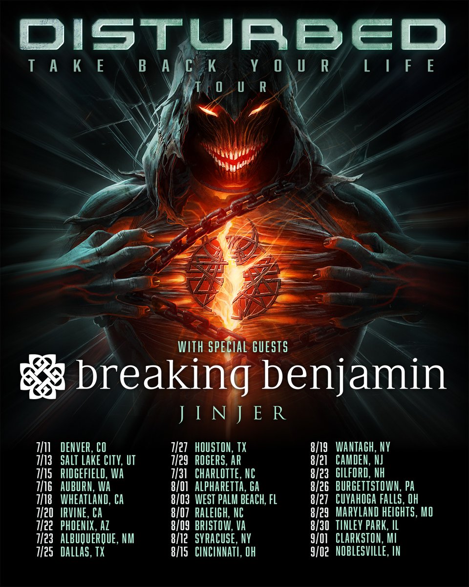 breakingbenj's tweet photo. We are rejoining our friends in @disturbed for their Take Back Your Life tour! 

: TIX &amp; VIP :

Wed, Feb 8 at 10am local FAN CLUB FIRST – Members  log into their account &amp; grab their pre-sale code!

Friday, Feb 10 am local ON SALE TO ALL!

We can’t wait to see you guys out there! https://t.co/ErJn1TNn31