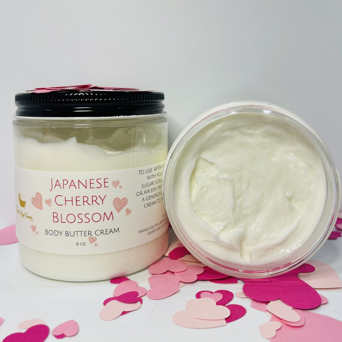 Body Butter Creams in Japanese Cherry Blossom, Rose Vanilla and Berry Lovely
nefertitisroyalsoapery.com 
#supportsmallbusiness #shopsmall #shopsmallbusiness #blackownedbusiness #ValentinesDay