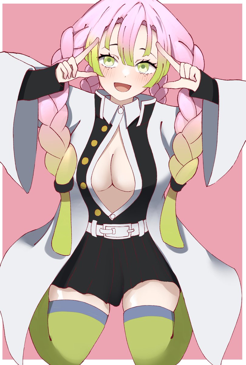 ろろさんがTwitterに投稿した甘露寺蜜璃(鬼滅の刃)のイラスト。