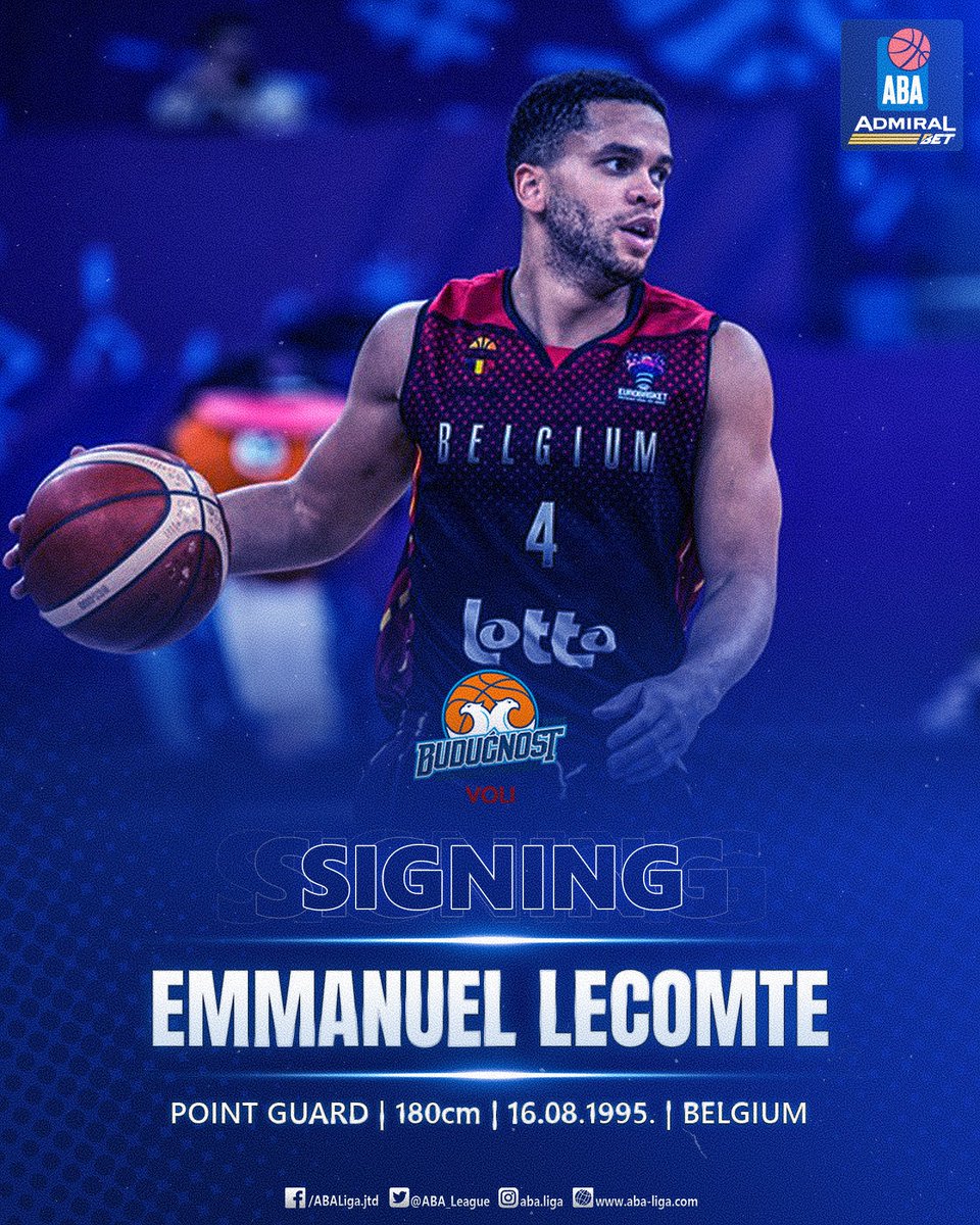 OFFICIAL: <a href="/ManuLecomte20/">Manu Lecomte</a> pens deal with <a href="/KKBuducnostVOLI/">KK Budućnost VOLI</a>. ✍️

Welcome to AdmiralBet #ABALiga, Emmanuel! 🤗 

Read more at: aba.tips/hsq #ABALiga