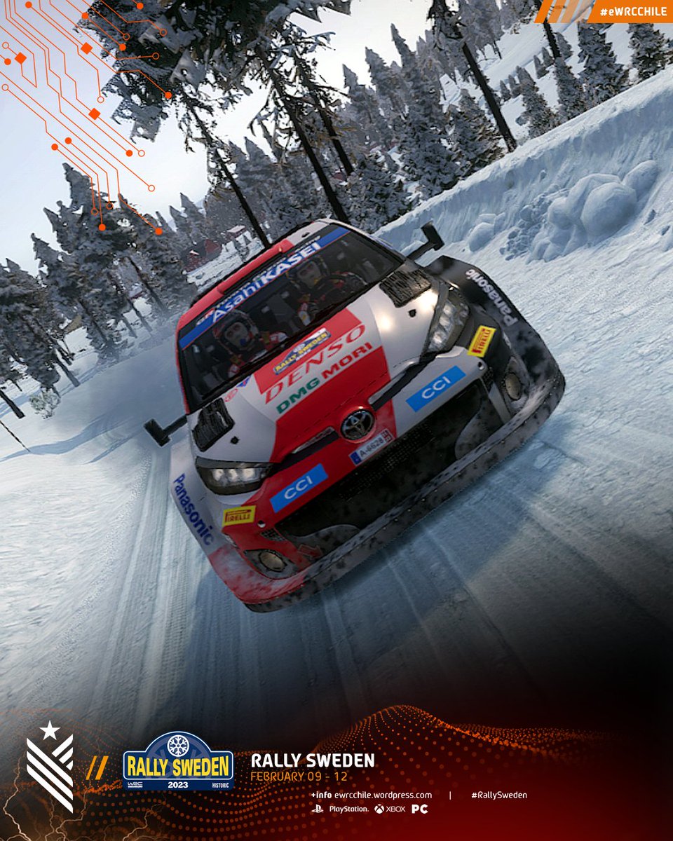 ewrc_chile's tweet photo. This weekend the temperature drops, but the action continues in the snow of #RallySweden 🇸🇪 2023!

#WRC #WRCGenerations #Rally #esports #esportsWRC #SimRacing #Chile #Championship #Sweden #eWRCChile https://t.co/xr2eyVxaQv