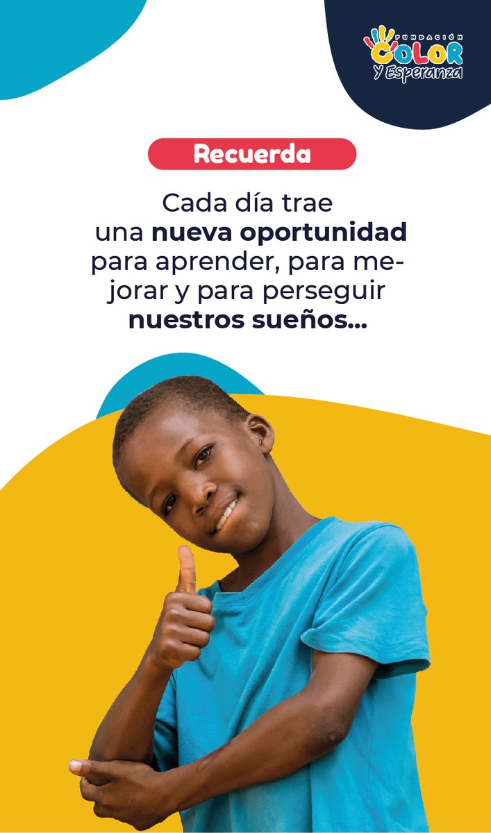 ColorFundacion's tweet photo. #felizlunes ¡Seamos valientes y persistentes para así cumplir nuestros sueños!
#funcoes #color #esperanza #Chocó #Unguía #metas #persistencia #objetivos #nuevasoportunidades #felizsemana https://t.co/5swyznFiLi