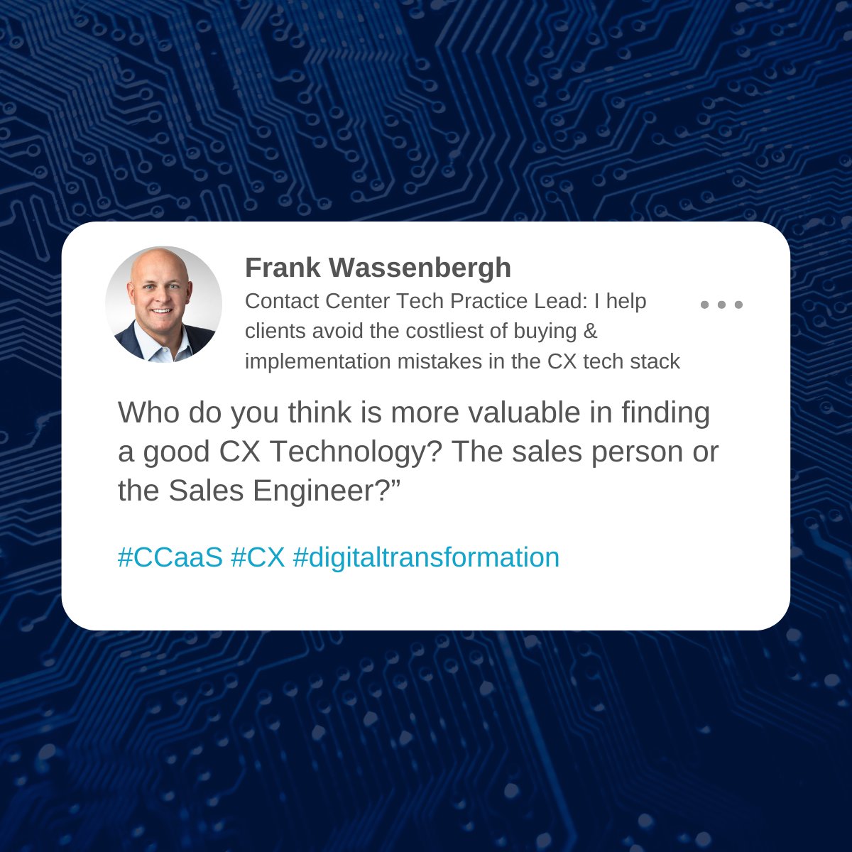 ❓ Who do you think is more valuable? Share your thoughts in the comments! #CCaaS #CX #digitaltransformation