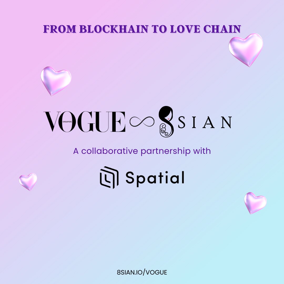 8sianMagazine's tweet photo. 💖 Introducing our first #VogueSGx8SIAN partnership: @Spatial_io 💖

The #8SIAN team has worked with Spatial since Dec 2021 and the team has always impressed us with their constant innovation and interactive 3D experiences 🌎👀

💖 3 LOVELIST Giveaway 💖
- Like &amp; RT
- Tag 3 frens https://t.co/pvEAM86s4z