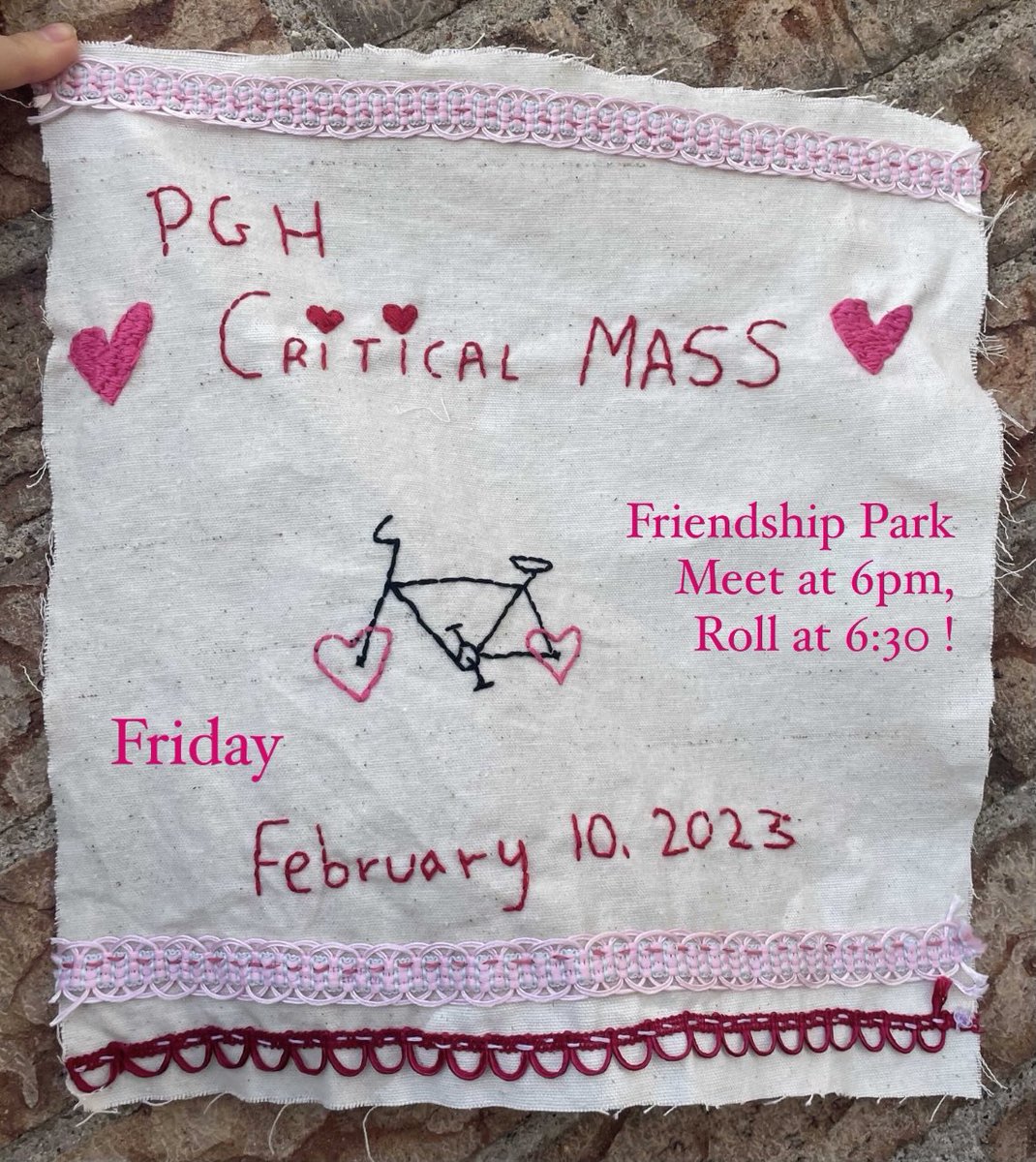 pghcriticalmass's tweet photo. Looking for the perfect Valentine's date? Bring your sweetie(s) to this month's Critical Mass! 💘💌💐

Meet at Friendship Park on Friday the 10th at 6pm, wheels rolling at 6:30pm! https://t.co/jXf3CGnqTD