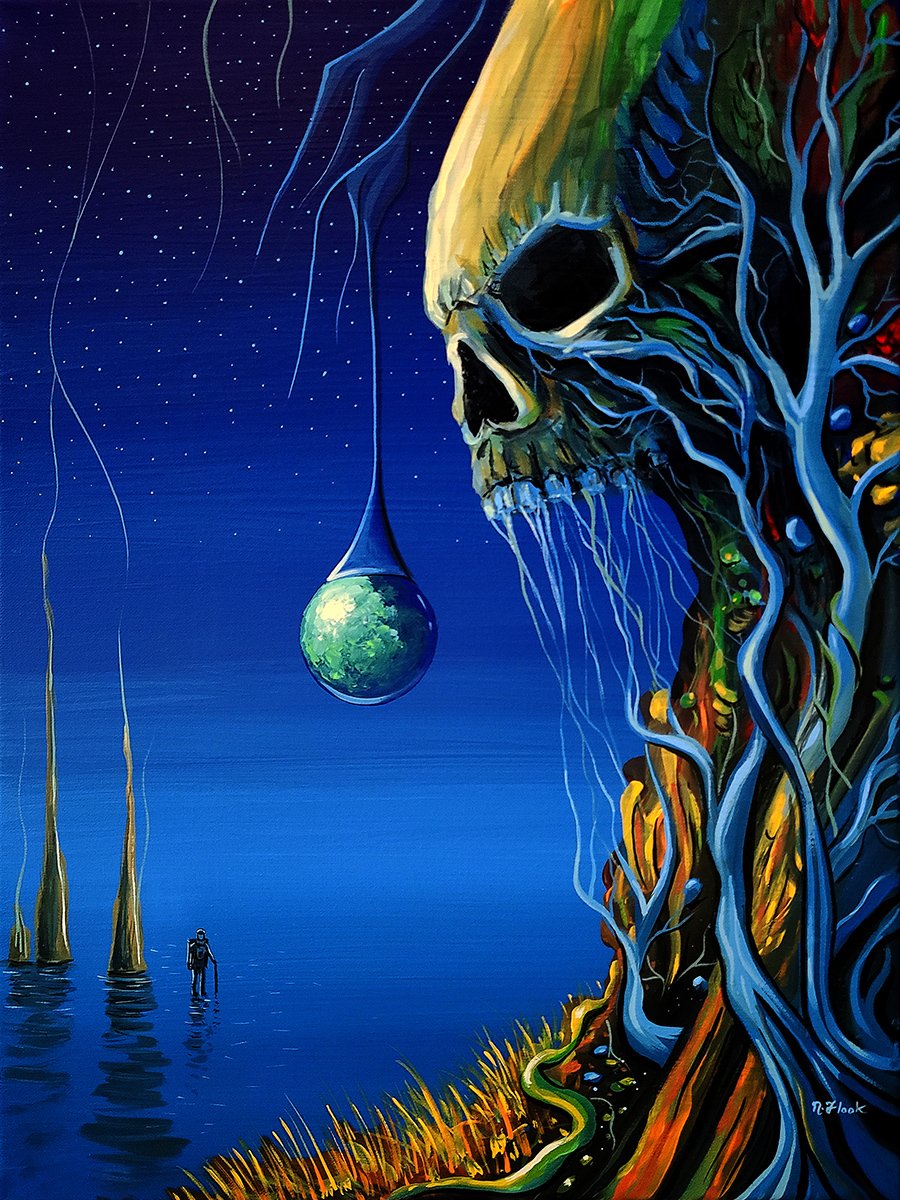 "A Single Tear" my newest acrylic painting. I dig this one.  Would help me out if ya hit the ol' retweet !! Much love!
#artwork #flooko #painting #trippy