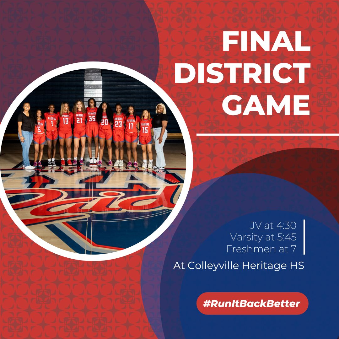 RyanGirlsBball's tweet photo. ๐FINAL DISTRICT GAME & 2ND SEED๐
๐ Colleyville Heritage
๐ CHHS
๐
Tomorrow, Tuesday, 2/7/23
โฐ JV at 4:30, Varsity at 5:45, Freshmen at 7
๐๏ธ At the door
#RunItBackBetter https://t.co/9Ily4RMd2k