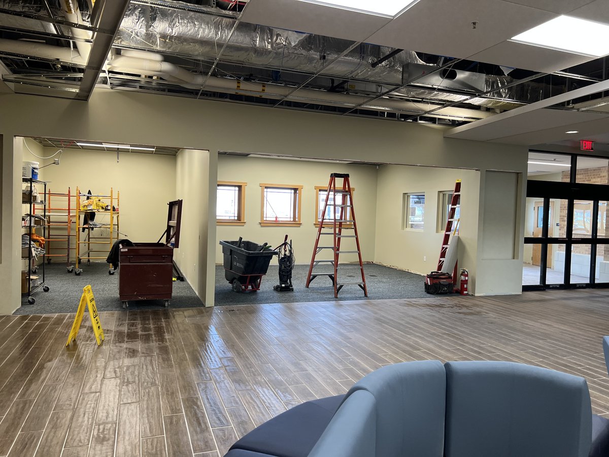 We’re all marveling at the new lobby this morning. It’s been transformed! The book sale room, conference room, and bathroom areas are still under construction, but it’s so open and happy already. Come in and visit!