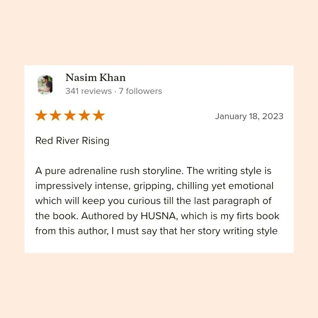 Every review counts! Do share your views about the novel on Goodreads. ☺

#writerhusna #husna #goodreads #authortalks #bestsellerbooks  #redriverrising #keralafloods #thrillerbook #naturaldisaster #recommededbooks #indianauthor #books #mustreadbooks #amazonbooks #review