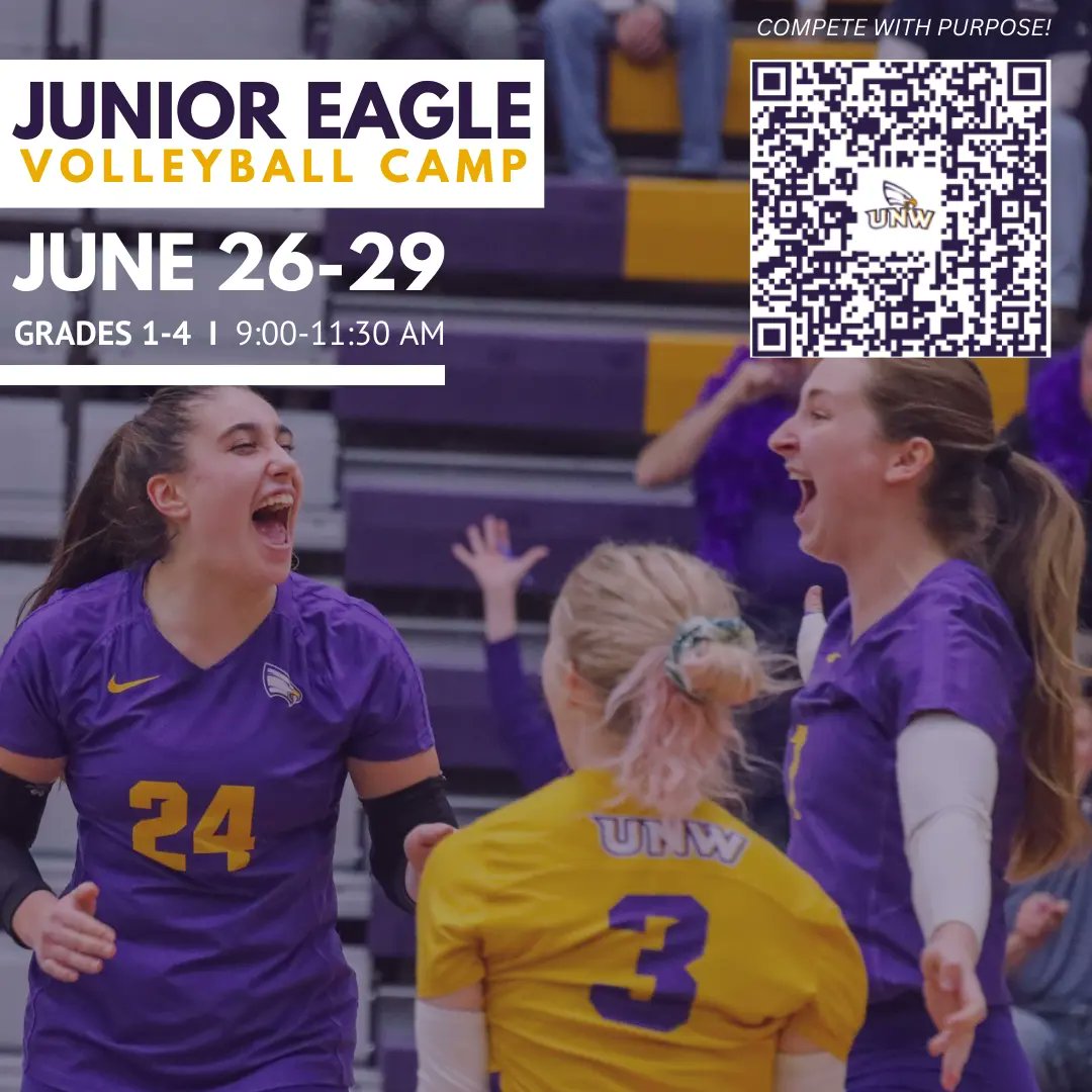 unwvb's tweet photo. ✨NEW✨ JUNIOR EAGLE Volleyball Camp coming this summer (grades 1-4). Can't get a better endorsement than our superfan Avery! Registration 🔗 in bio. https://t.co/MRz5JkujSD