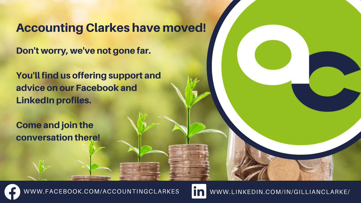 WE'VE MOVED! Don't worry, we've not gone far. 

You'll find us offering support and advice on our Facebook and LinkedIn profiles:
👉 ow.ly/Ka7I50MKLwP
👉 linkedin.com/in/gillianclar…

Come and join the conversation there!

#Accountant #Fleet #Tax