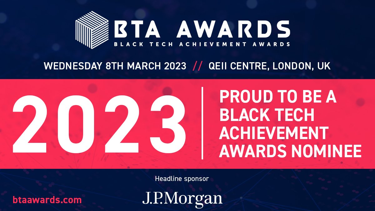 rochanajackson's tweet photo. Humbled doesn't even cut it. Honoured to be a finalist for the "Innovation Champion" award at the @BTAAwards 2023 ✨ Acknowledging &amp; celebrating Black talent &amp; achievement in all its variety &amp; expansiveness - lessgoo #BlackInTech #DiversityMatters https://t.co/fzEcoWQETh