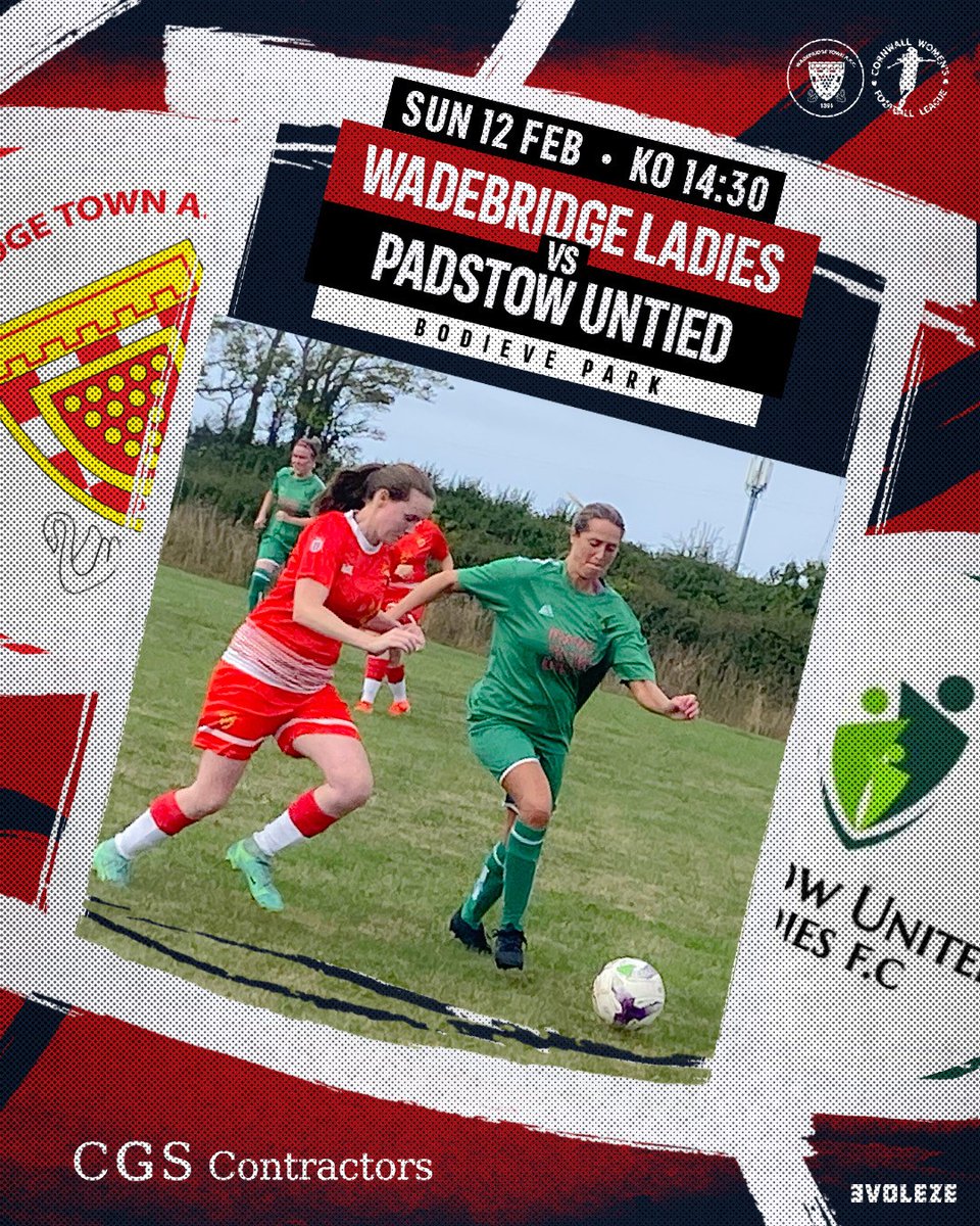 wadebridgelfc's tweet photo. New week new focus 

Its #derby time as we host local rivals @PadstowULadies 
 
⚽️@TheCWFL
📅 12/02/23
⏲️2:30pm 
📍Bodieve Park 

@swsportsnews @ImpetusFootball @evoleze @sportscornwall @devoncornwallfc https://t.co/MloABtxuVc