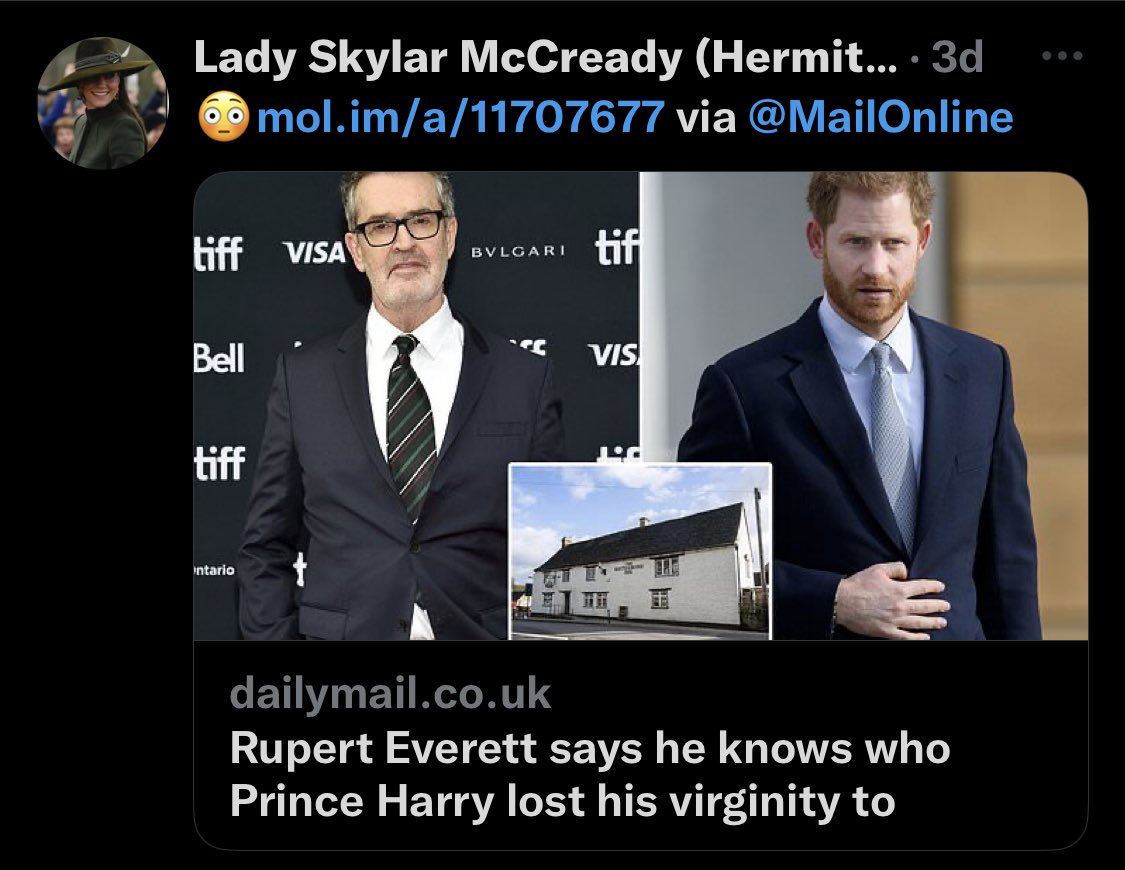 Is #RupertEverett trying to Resuscitate his long dead career by uttering #PrinceHarry’s name ? SHAME ON HIM .