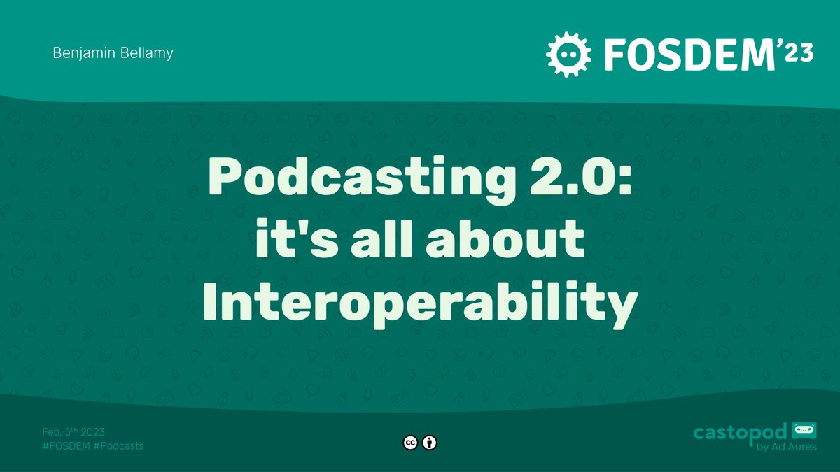 My talk about Podcasting 2.0 an Interoperability at @fosdem 2023 is available! 📹️ (How Podcasting 2.0 will save the Open Internet ✊) #fosdem #podcasting #interoperability 👉 fosdem.org/2023/schedule/…