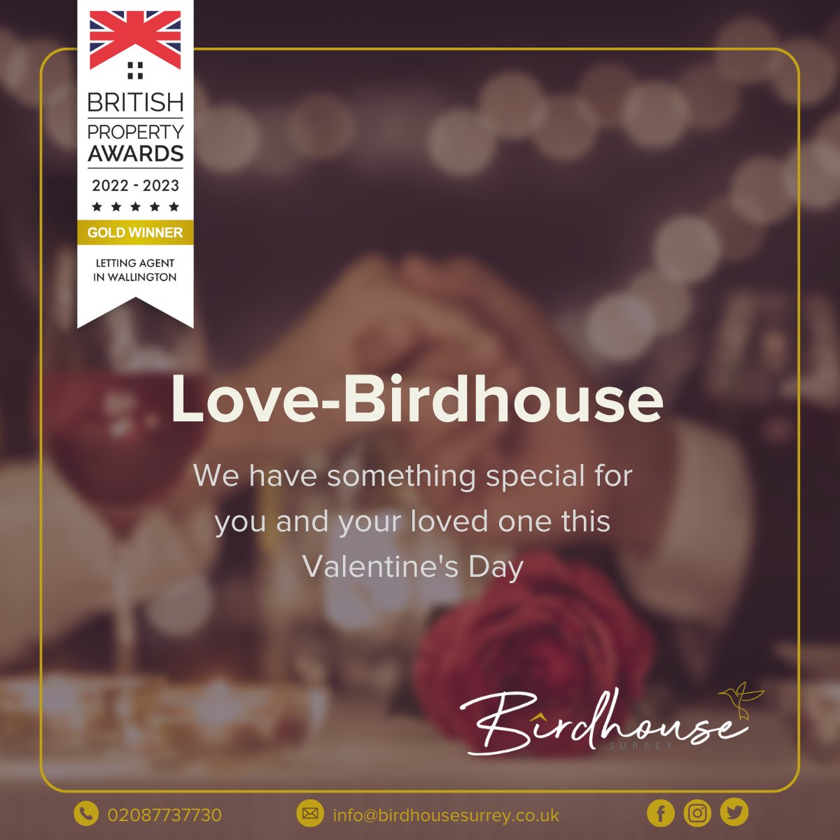 SurreyBirdhouse's tweet photo. Valentine’s Day is approaching and we know something that you'd love!

Whether you want to treat your loved one to a homemade meal or just want to stay in together, we can find a property to fit your plans.

With our award-winning services, contact us at https://t.co/iJpxBrsYwA. https://t.co/S6cYhf1iTr
