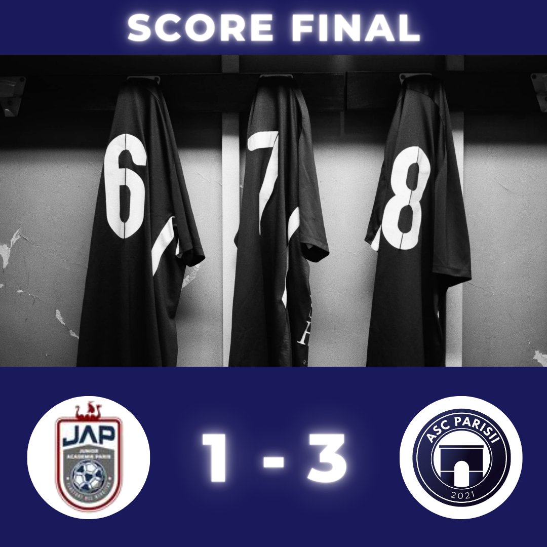 Victoire 1 - 3 lors de cette 10ème journée District de Paris de
Football contre Jeunesse Académie Paris
Rendez-vous la semaine prochaine pour la 11ème journée contre AS
Esperance Grand Paris.
Allez Parisii !