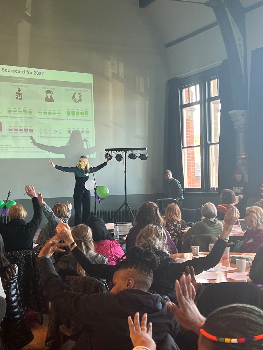 Hands in the air if you care about equal rights! 🙋‍♀️🙋‍♂️💜💚 @evefrancisholt Our Co-Chair of Culture and Active lives group getting us excited for a push towards gender equality with evidence from our data! #GM4Women2028