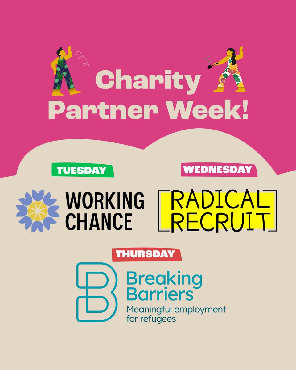 This week is Bide's Charity Partner week.
Celebrating our employment charity partners <a href="/WorkingChance/">Working Chance</a> <a href="/recruit_radical/">RadicalRecruit</a> <a href="/BB_UK1/">Breaking Barriers</a>
#activism #causes #charity #dogood #education #giveback #giving #goodcause #kindness
