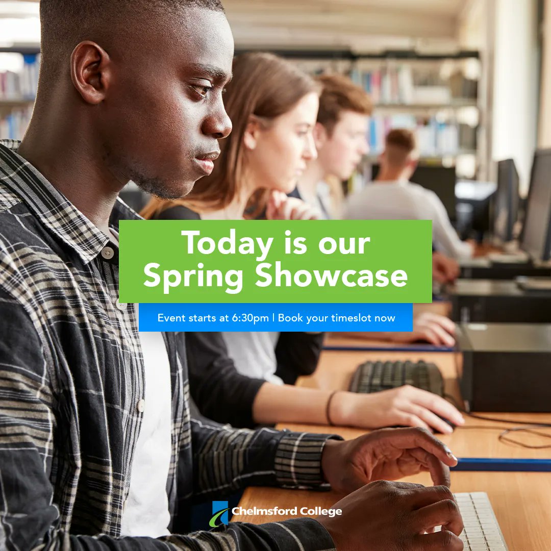 Today is the day! 😃 

Starting at 6pm this evening is our spring showcase! 

For your last chance to book our remaining slots visit us below: 

buff.ly/3Eh88Xf 

#OpenEvening #Chelmsford