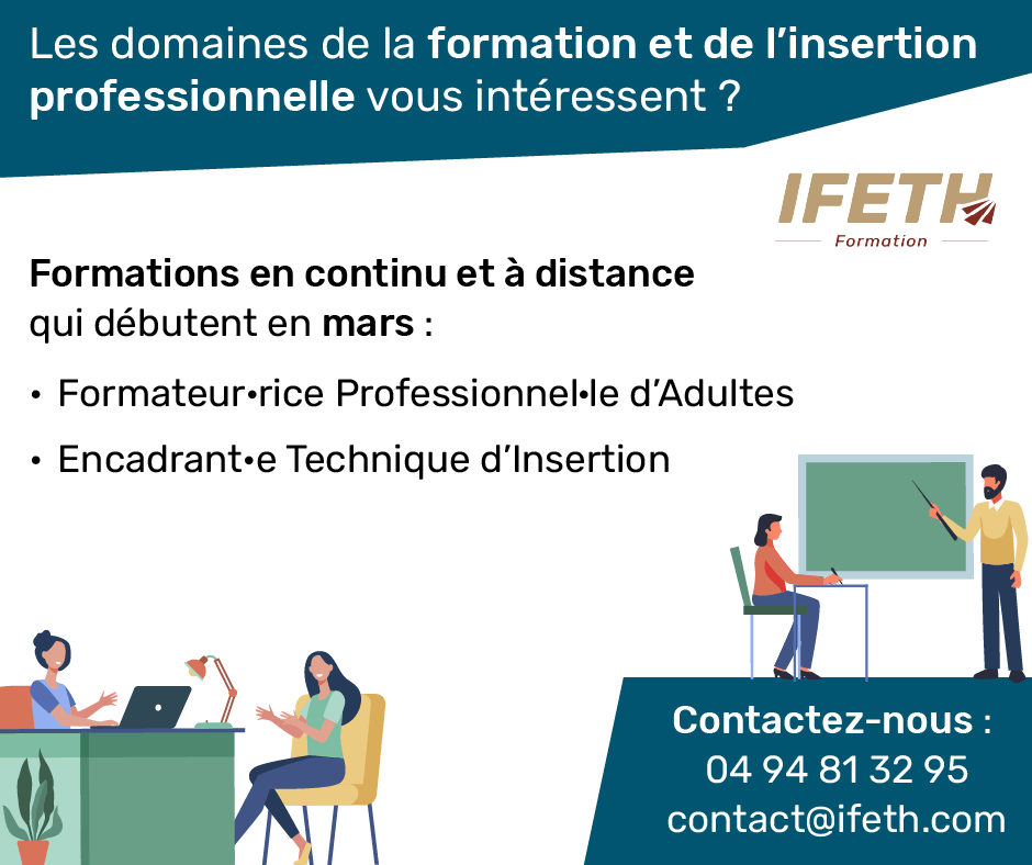 ifeth_tag's tweet photo. 🧞‍♂️ Mettez à profit votre altruisme dans des carrières gratifiantes ! 

🎓 @IFETH vous permet d’obtenir les titres professionnels suivants : 

🧑‍🏫 Formateur Pour Adulte  du 06/03/2023 - 27/10/2023

🤝 Encadrant Technique d’insertion du 20/03/2023 au 15/09/2023 https://t.co/UdLgzdLPBy