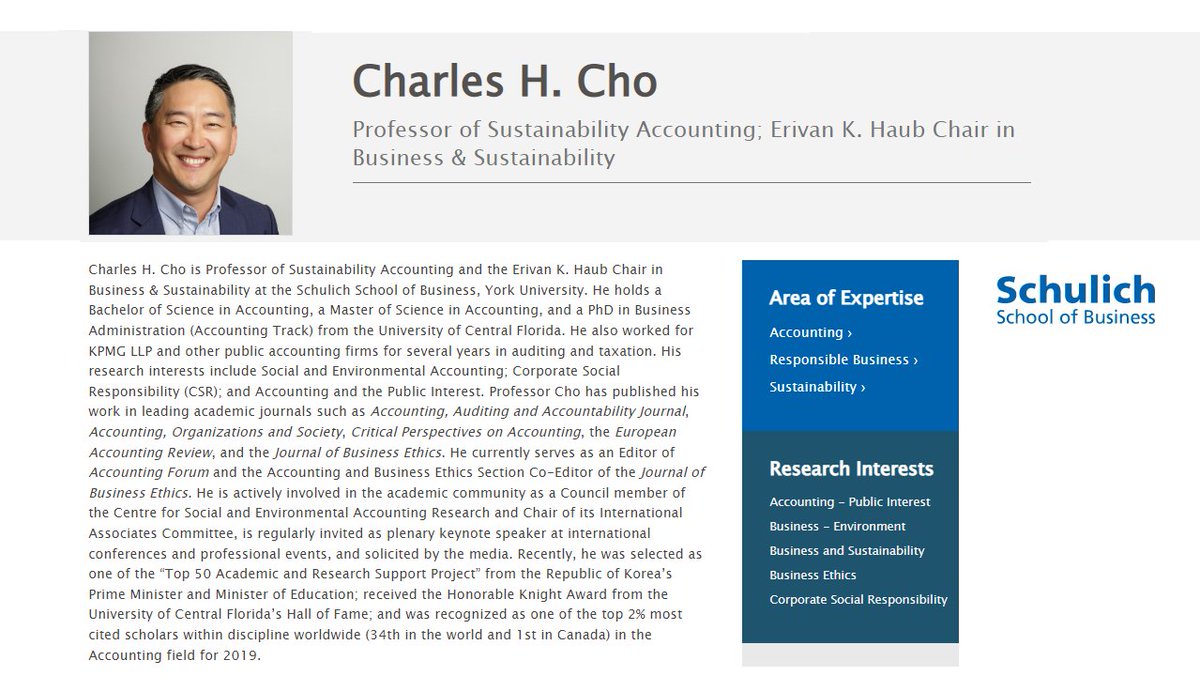 BASeditors's tweet photo. We are thrilled to announce that Prof. Charles Cho (@SchulichSchool) has joined our Editorial Board as an Associate Editor! Charles' research interests are in CSR, social/environmental accounting &amp; reporting, accounting &amp; the public interest. Welcome on board, @charlescho7705! https://t.co/KmwE7qYPTN