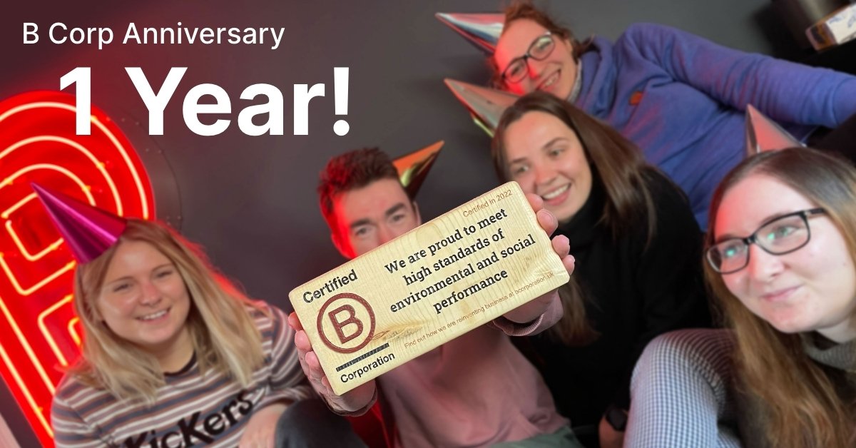 brandrationale's tweet photo. It’s our first B Corp anniversary 🥳

On this day in 2022, we officially became a #BCorp and we couldn’t be prouder!

#brandrationale https://t.co/MiU09hRlf1