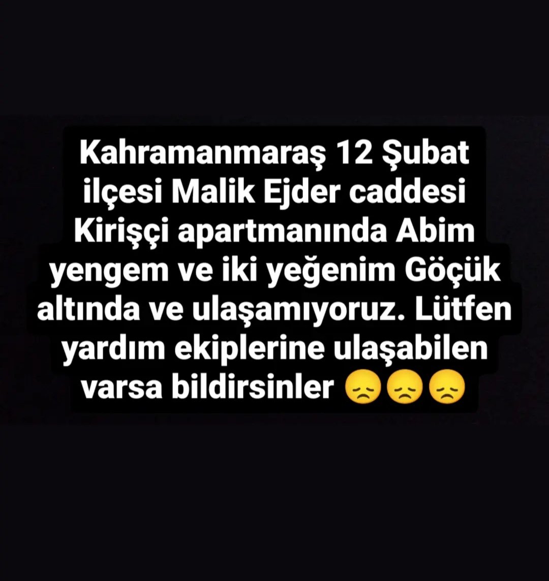 FİLİZ BAYRAKTAR
AHMET BAYRAKTAR
AÇELYA BAYRAKTAR
DEFNE BAYRAKTAR

<a href="/AFADBaskanlik/">AFAD</a> <a href="/haluklevent/">Haluk Levent ( Ahbap Ekibi )</a>