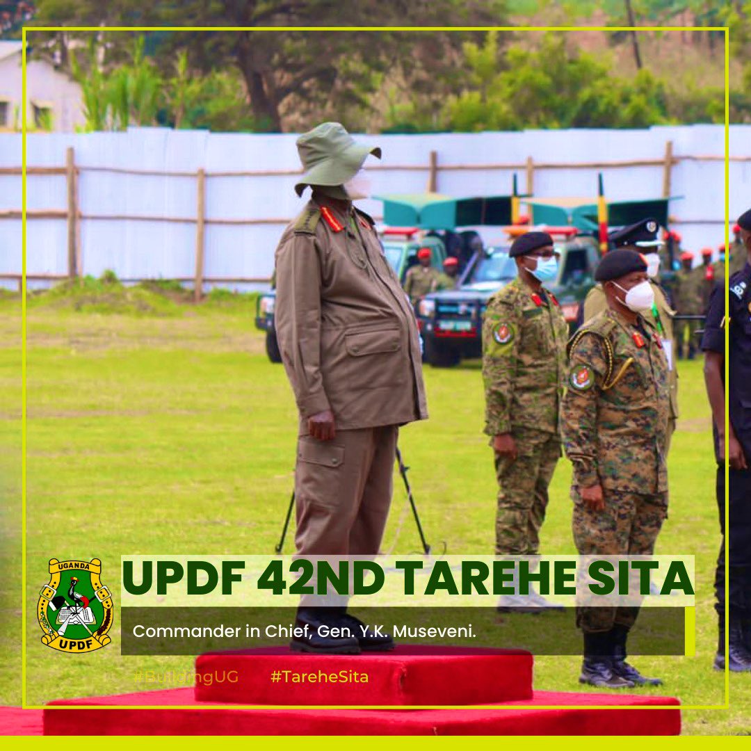OnenJohn3's tweet photo. The commander in Chief President Museveni inspecting the parade at the 42nd UPDF Tarehe Sita celebrations. https://t.co/AfHXSUT0vz