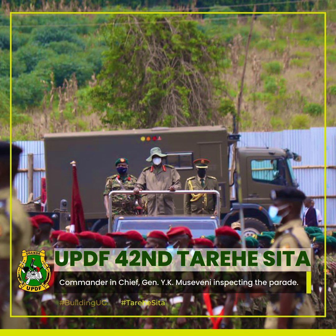 OnenJohn3's tweet photo. The commander in Chief President Museveni inspecting the parade at the 42nd UPDF Tarehe Sita celebrations. https://t.co/AfHXSUT0vz