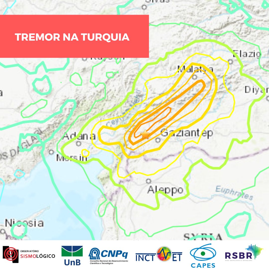 Forte tremor de magnitude 7.8 na madrugada dessa segunda - feira na região Central da Turquia, que está sendo sentindo ao norte da Síria. De acordo com informações inicias já cerca de 1200 vítimas fatais e as autoridades temem que esse número suba nas próximas horas.
