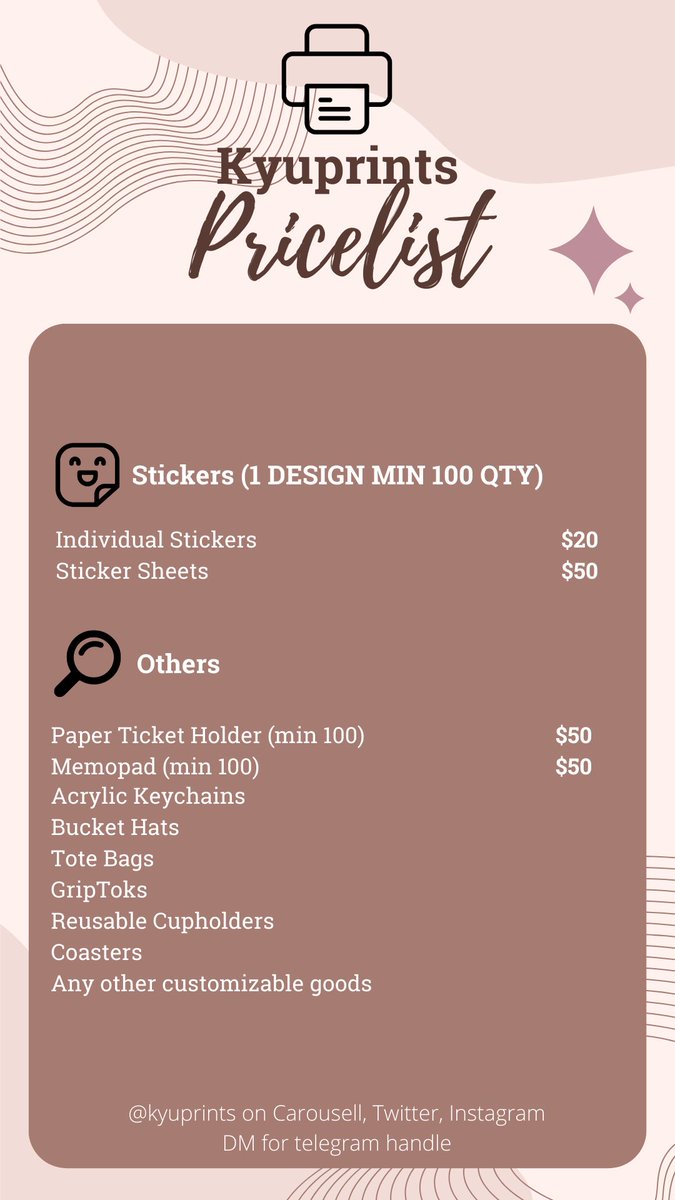 kyuprints's tweet photo. ✨ UPDATED PRICELIST ✨

with effect from feb 2023, all prices will be as reflected in this new price thank you for your unwavering support thus far 🌸 

💘 kyuprints https://t.co/BnpmOGpm6y