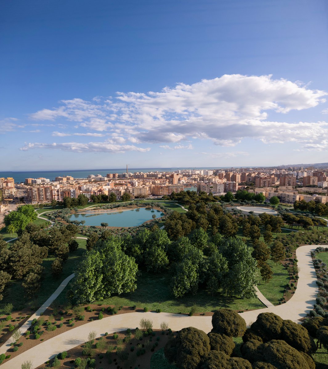 CanalMalagaRTV's tweet photo. 🔴@BosqueUrbanoMA recrea su propuesta en 3D para potenciar la divulgación de su proyecto ciudadano. La zona verde tendría 17,7 hectáreas de extensión con una laguna natural y un anfiteatro de piedra donde se celebrarían acontecimientos culturales. https://t.co/6CE4037GNU