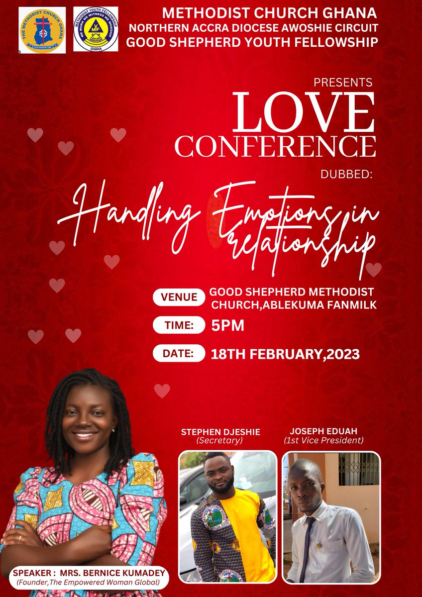 DumedaBernice's tweet photo. #Methodistchurchghana #handlingemotionsinrelationship 

I am humbled to speak at this event. https://t.co/ZMEDTHXpHe