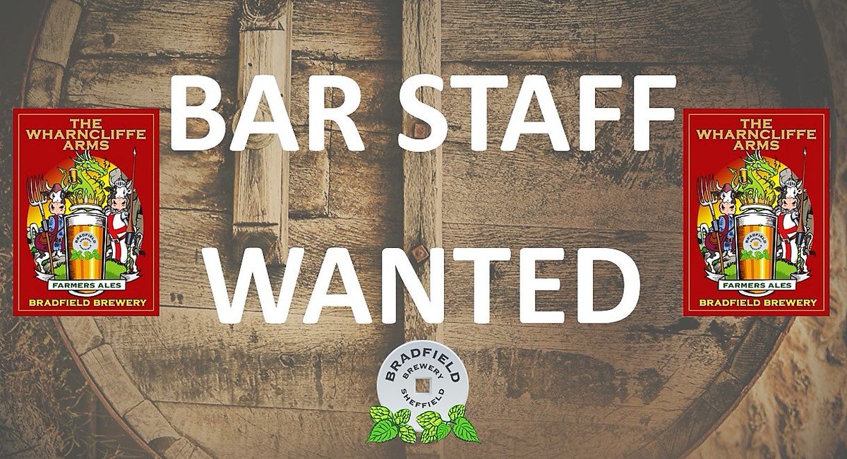 BbWharncliffe's tweet photo. We're looking for someone to join our friendly team! 
Part Time hours available. Must be aged 18+. 
Previous experience preferred. If you are interested in joining us, please send an email with your cv or a covering letter to wharncliffearms@bradfieldbrewery.com. 
#barstaffwanted https://t.co/a9PlzXLA1C