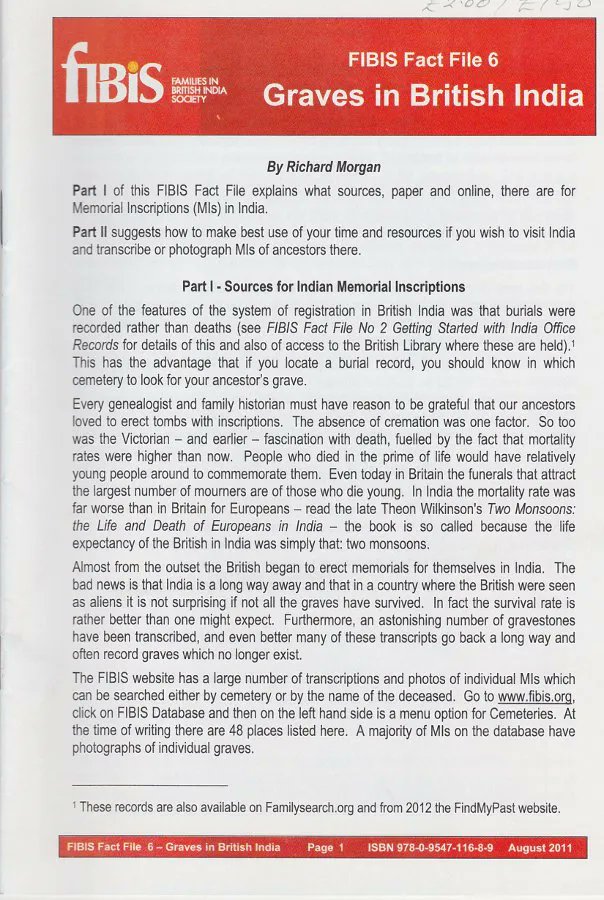 fibiswebmaster's tweet photo. #FIBIS fact file No 6: Graves in British India by Richard Morgan #ancestry #genealogy #familyhistory https://t.co/0LoSF7Wvw1 https://t.co/4XzBKES1rN