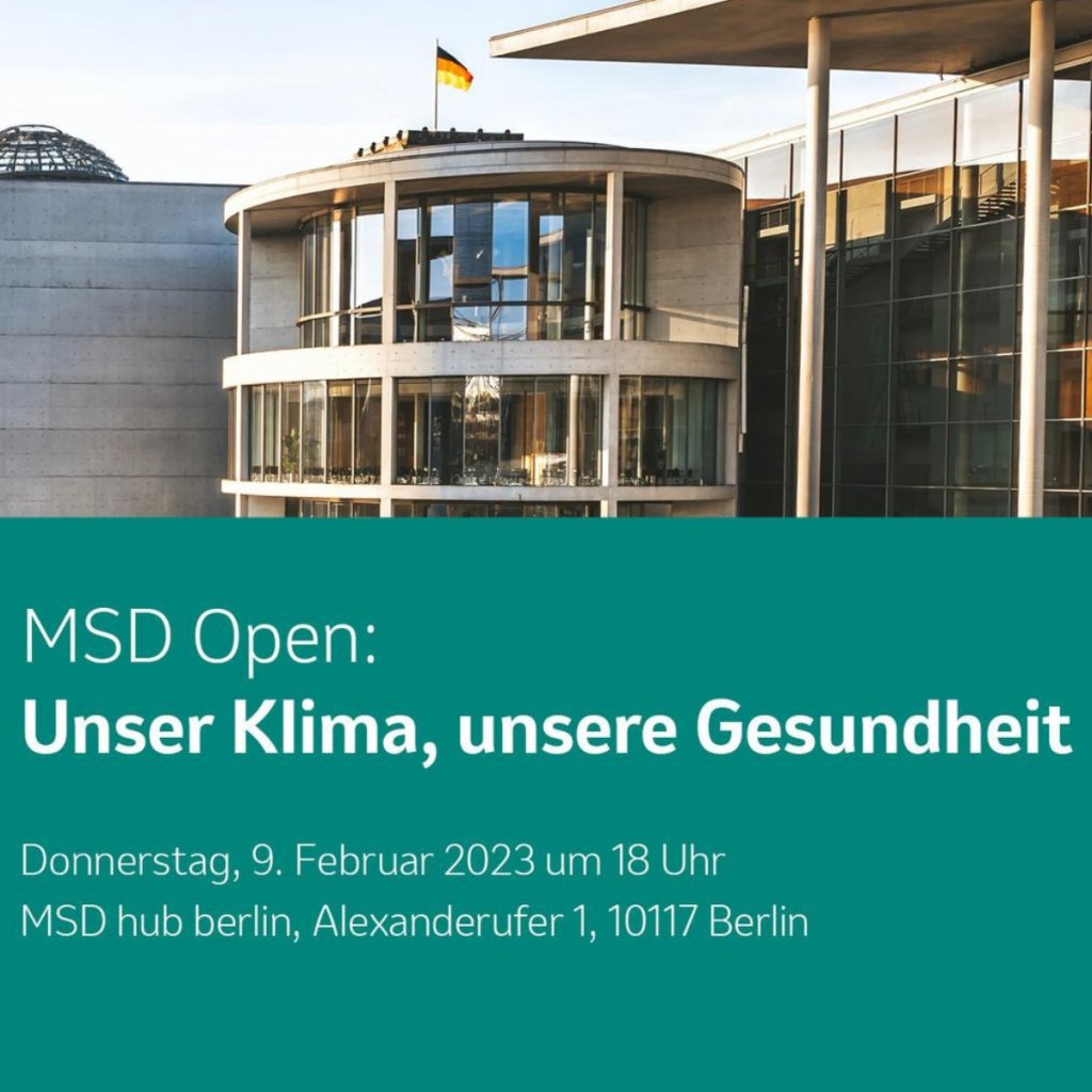 Wie kann es gelingen, dass die Debatte rund um Klima &amp; Gesundheit stärkeren Eingang in Gesellschaft, Politik und Wirtschaft findet? Dies diskutieren ua @maike_voss, <a href="/yooHannes/">Johannes Wagner, MdB</a>, <a href="/LauraWamprecht/">Laura Wamprecht</a> &amp; @hoyer_k beim <a href="/MSD_Deutschland/">MSD Deutschland</a> Open am 9. Februar. Infos 🔗 cphp-berlin.de/j2xu
