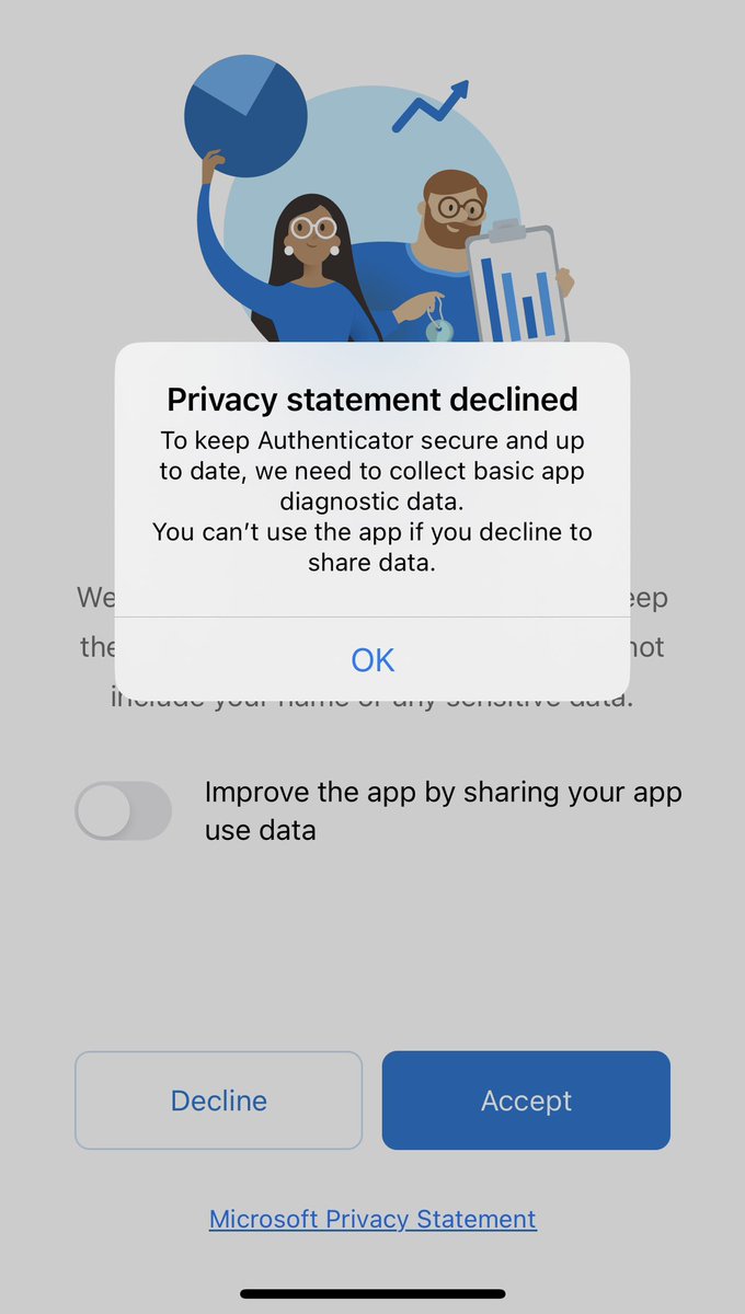 Sorry <a href="/Microsoft/">Microsoft</a> but I don’t buy that the authenticator app CANNOT work without app use diagnostics from every single user