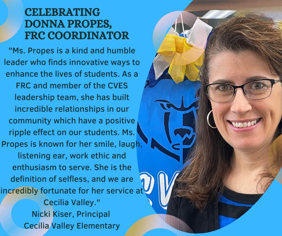 We are so thankful for Mrs. Donna Propes and how she loves and helps our staff and students here at CVES! ❤️ 
<a href="/FRYSCKy/">Kentucky FRYSC</a> #whateverittakes #fryscstrong #bettertogether #fryscandschooladmin #CVESBruins 💛🐻💙
