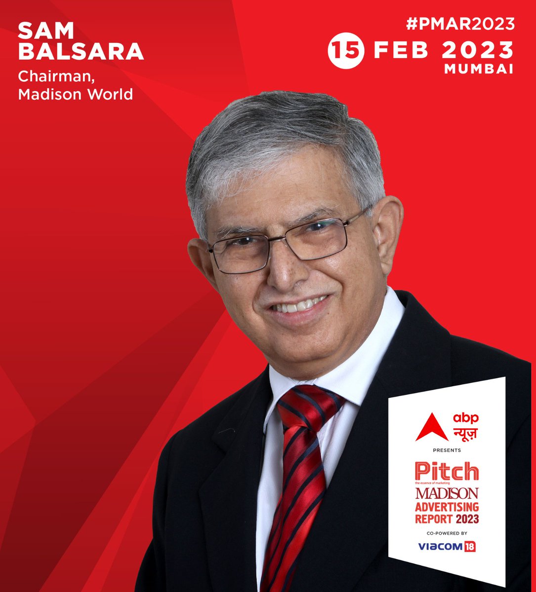 e4mtweets's tweet photo. The most awaited report on predictions of ad spends in the media and advertising industry #PMAR2023 welcomes @Sam_Balsara, Chairman, @MadisonWorldIND as a prime speaker! 

🗓️15th February | Mumbai

Register 🔗 https://t.co/aYb32pTyFZ

#adspends #adex #report https://t.co/IYP619i8IY